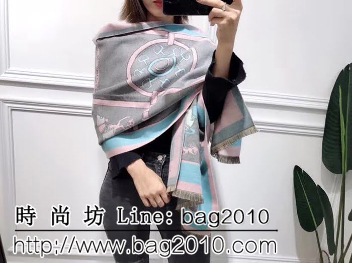 HERMES愛馬仕秋冬新款 H家俊馬圖羊絨拉毛圍巾 LLWJ7221